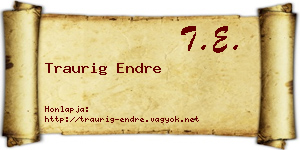 Traurig Endre névjegykártya